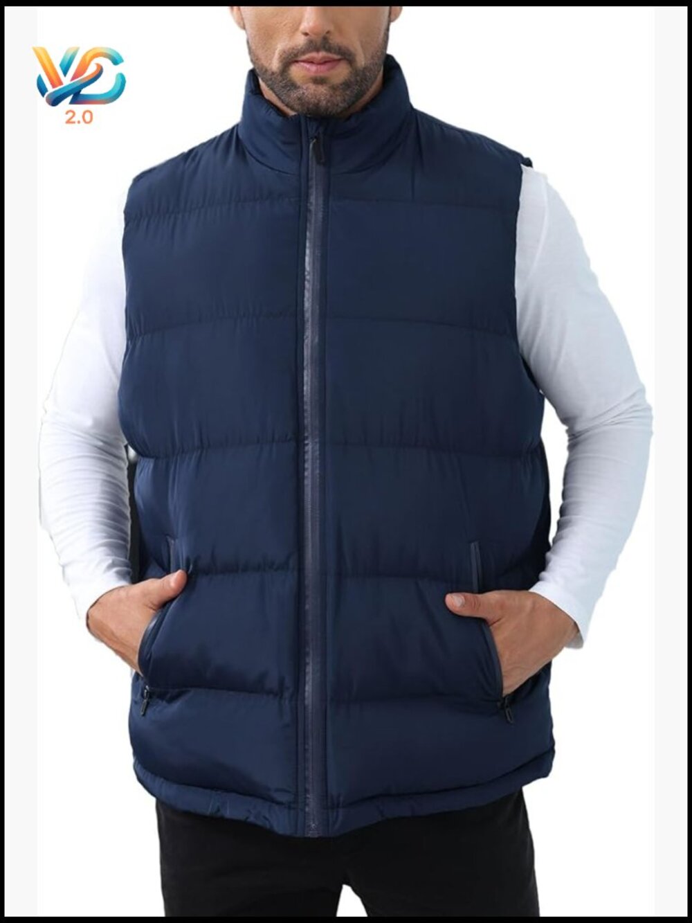 Men's Puffer Vest Water-Resistant Zipper Winter Outerwear Lightweight